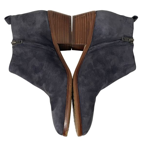J. Crew Women's Navy Blue Suede Block Heel Ankle Booties Size 8 - Picture 4 of 14
